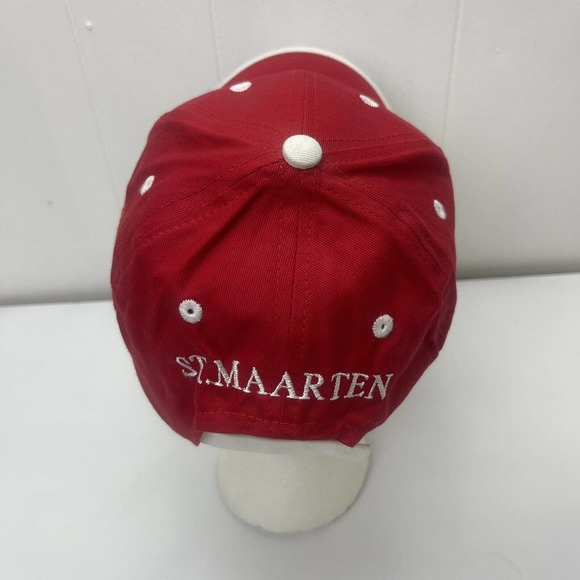 St Maarten Hat Cap Red White ST Martin FWI Strapback Adjustable Embroidered - Picture 5 of 12